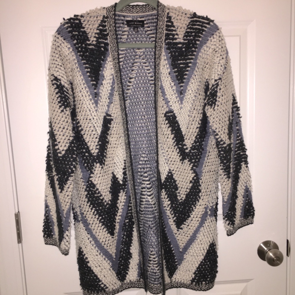 Lucky Brand Chevron Open Front Cardigan